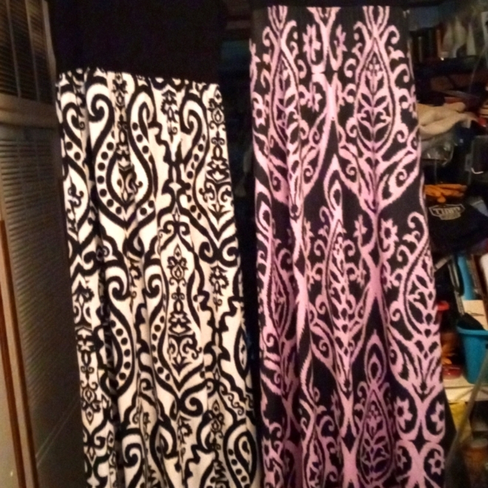 2 Elegant Black and Pink Patterned Dresses